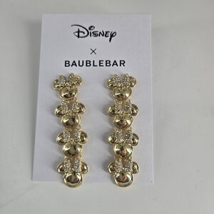 BaubleBar x Disney Minnie Mouse Drop Earrings – Gold & Cubic Zirconia NEW